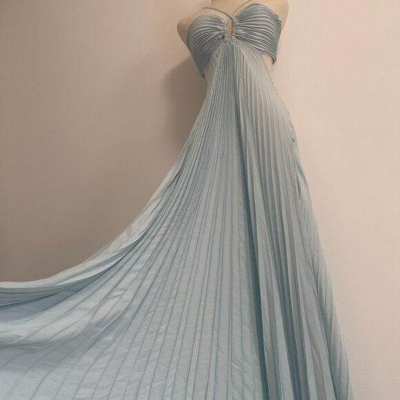 A.L.C. Pleated Halterneck High Waist Hollow out Maxi Dress - Picture 8 of 13